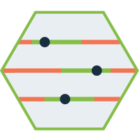 hexagon shaped graphic with a metric slider in the middle