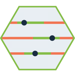 hexagon shaped graphic with a metric slider in the middle